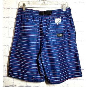 Rip N Dip Peeking Nerm Nylon Boardshorts Blue Size M Retractable Belt Striped